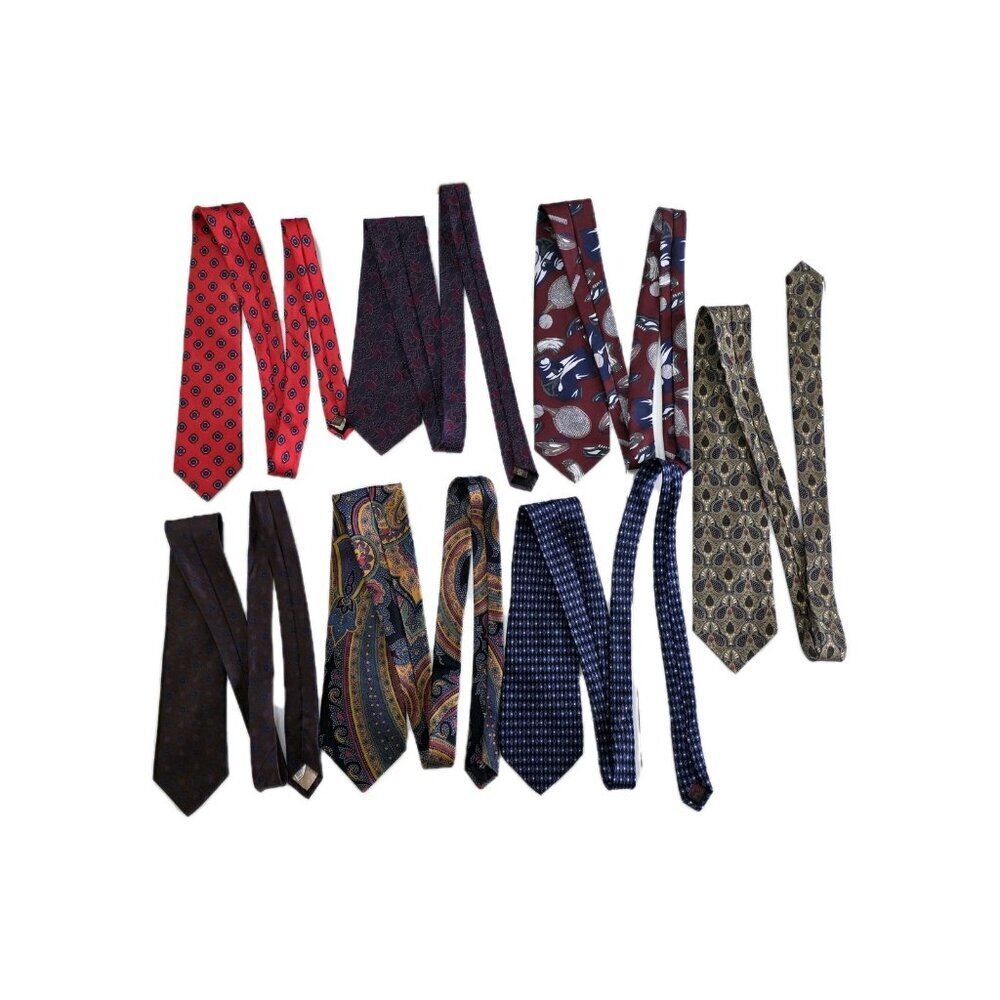 Neckties Lot Of 7 Silk Polyester Made In Canada Vintage Modern Multicolor Used